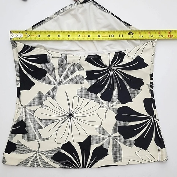 Skye 2 Piece Women Bikini Halter Tankini Swimsuit Black Cream Floral Print  Sz L - Picture 13 of 16